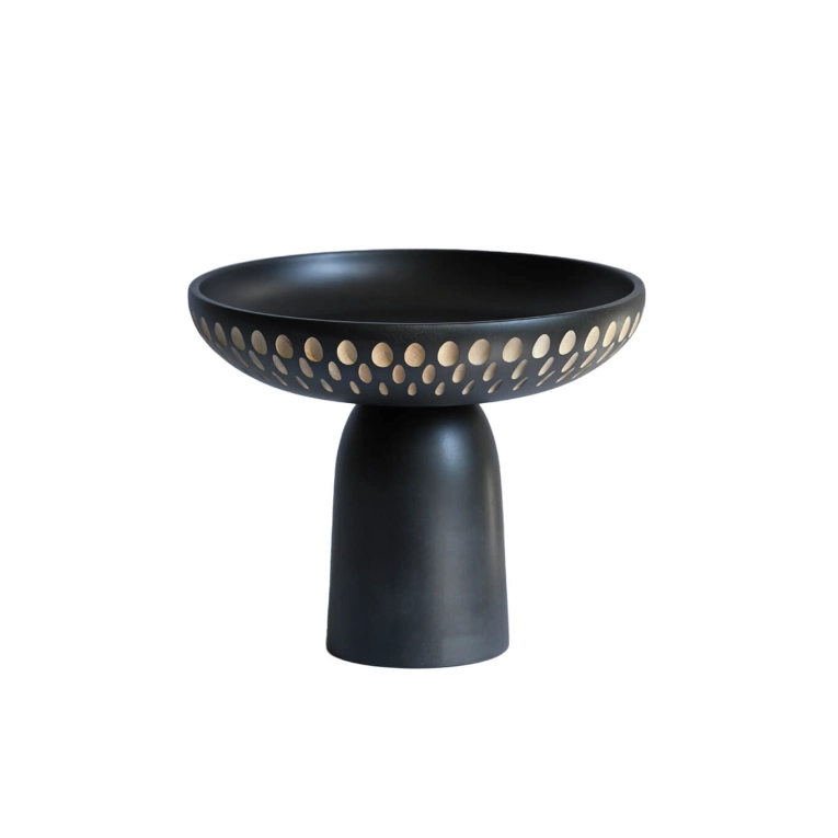 Centre de table & corbeille NERA bowl large gouttes de pluie noir et blanc Érable noir ZANAT