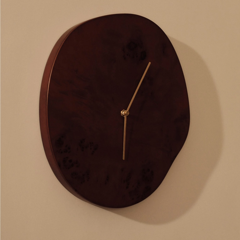Clock MELT Dark Stained Burl FERM LIVING