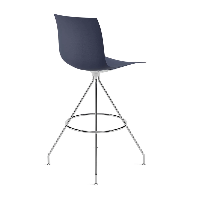 Tabouret haut CATIFA RE 46 pied central H 75 Bleu nuit ARPER