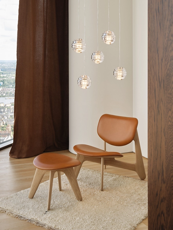 Pouf SLAB OTTOMAN Chêne/Cuir cognac TOM DIXON