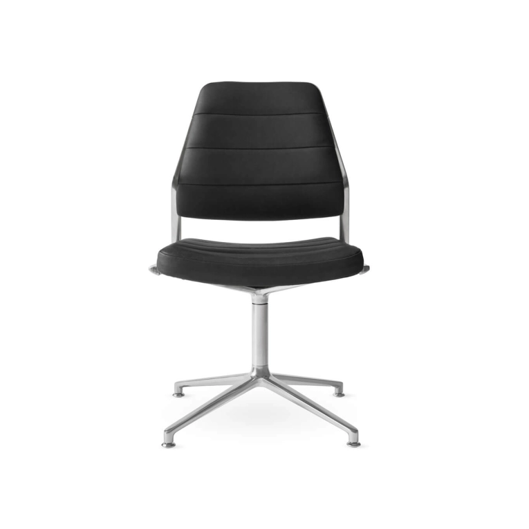 SWIVEL CHAIR 454 à patins cuir Noir / Aluminium poli VIPP