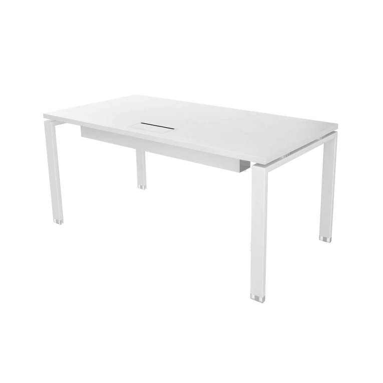 Bureau individuel ATREO Pieds droits 160x80 avec Top access Blanc ALEA