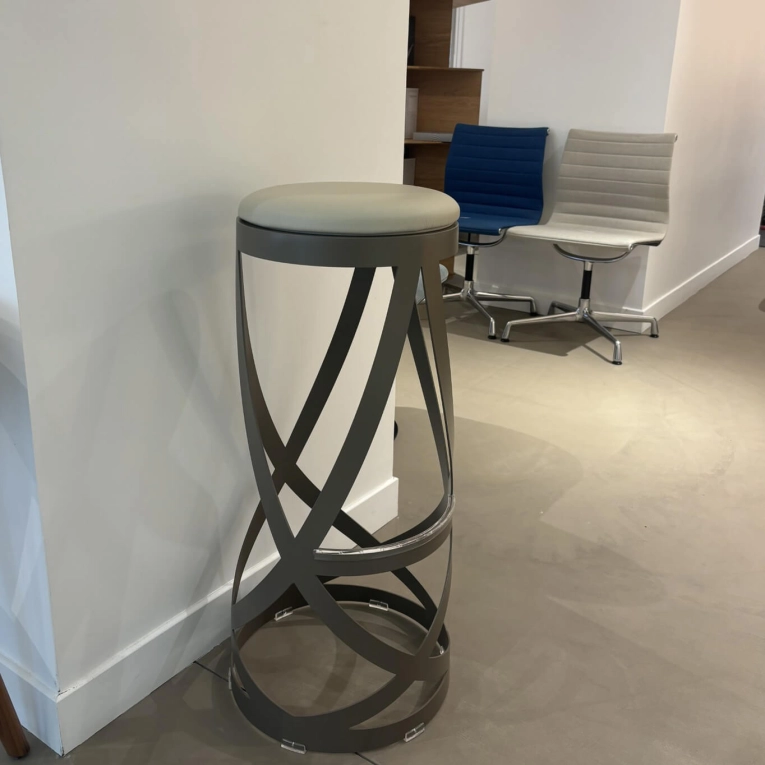 Bar Stool RIBBON piètement métal verni Taupe CAPPELLINI