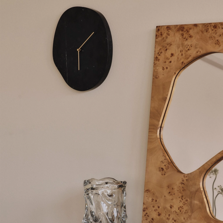 Clock MELT Black Marble FERM LIVING