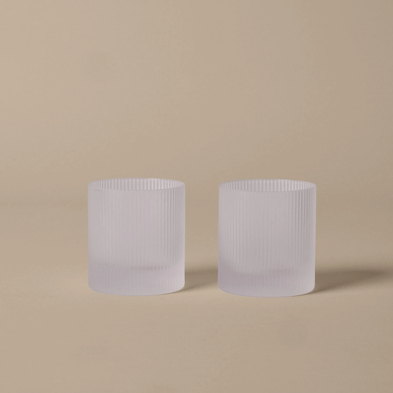 Glassware Set of 2 RIPPLE Tumbler glasses Frosted FERM LIVING