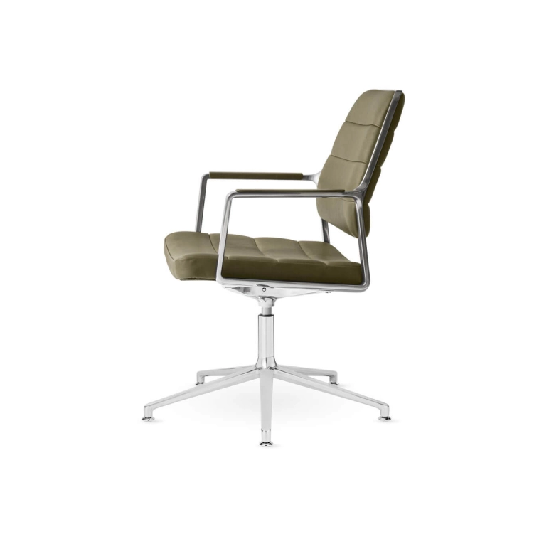 SWIVEL CHAIR 455+ à patins cuir Bosco / Aluminium poli VIPP