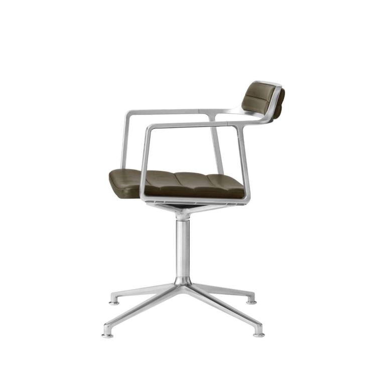 SWIVEL CHAIR 452 sur patins Cuir vert Bosco / Aluminium poli VIPP