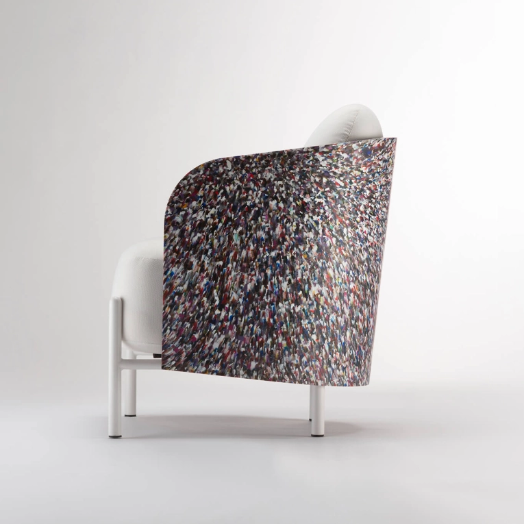 Easy chair ART 77.5 Multicolor shell/ white fabric NOMA