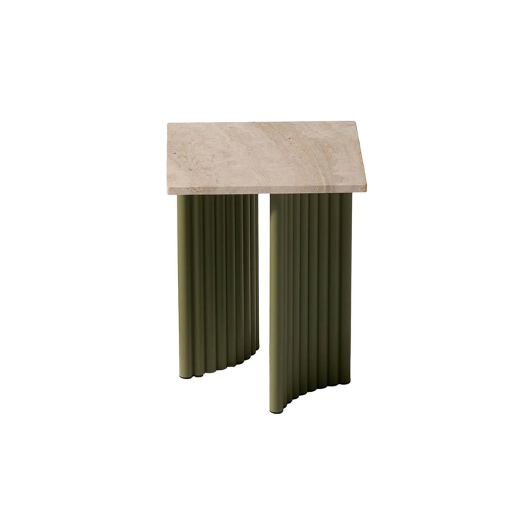 Outdoor Coffee Table VIDALENTA 37x37 Travertine/ Moss green CASSINA