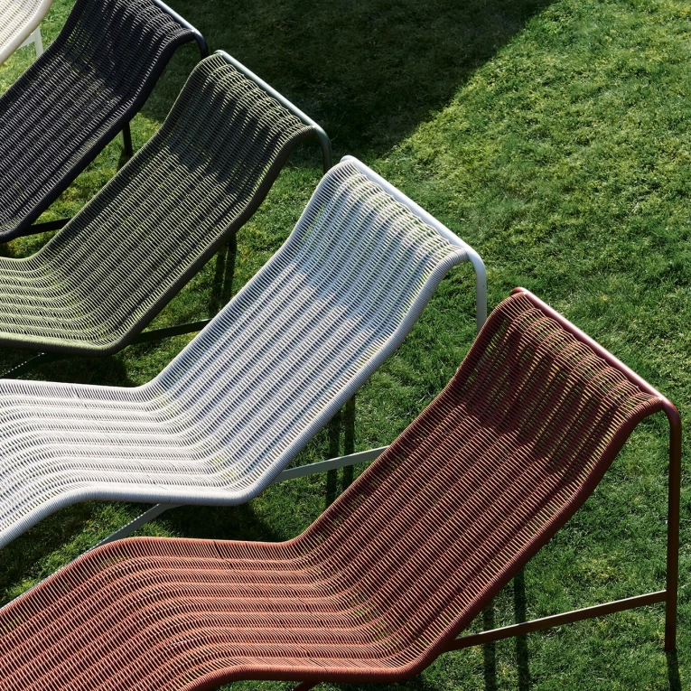 Outdoor Bench and Sunlounger PALISSADE CORD Chaise Longue Olive HAY