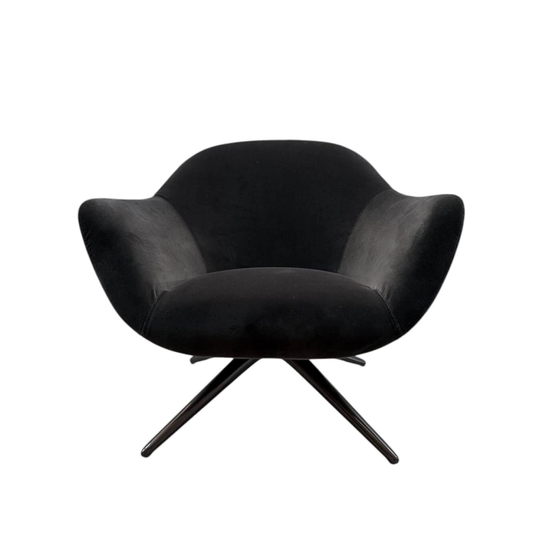 Fauteuil MAD velours Noir base pivotante POLIFORM