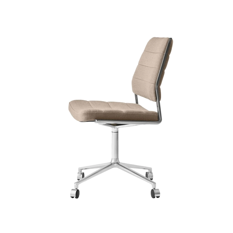 SWIVEL CHAIR 454 à roulettes tissu Tide / Aluminium poli VIPP