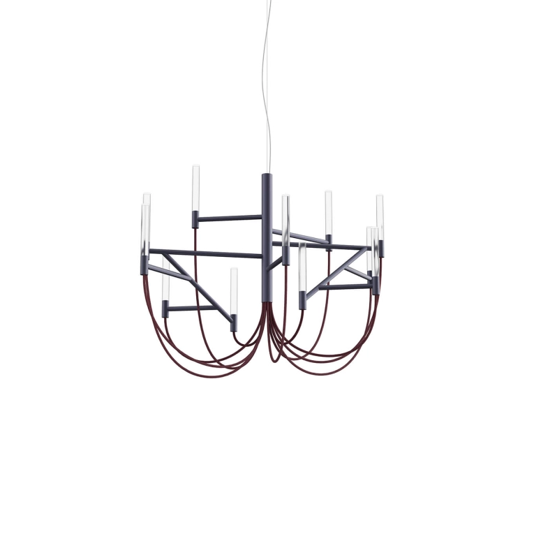 Suspension ALLUMETTE M Gris Charbon / Bordeaux FOSCARINI