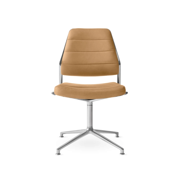 SWIVEL CHAIR 454 à patins cuir Camel / Aluminium poli VIPP