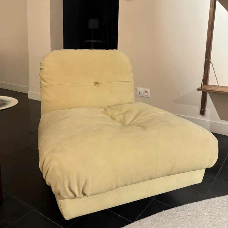 Fauteuil MILANO Cuir Kashmir Camomille BAXTER MADE IN ITALY