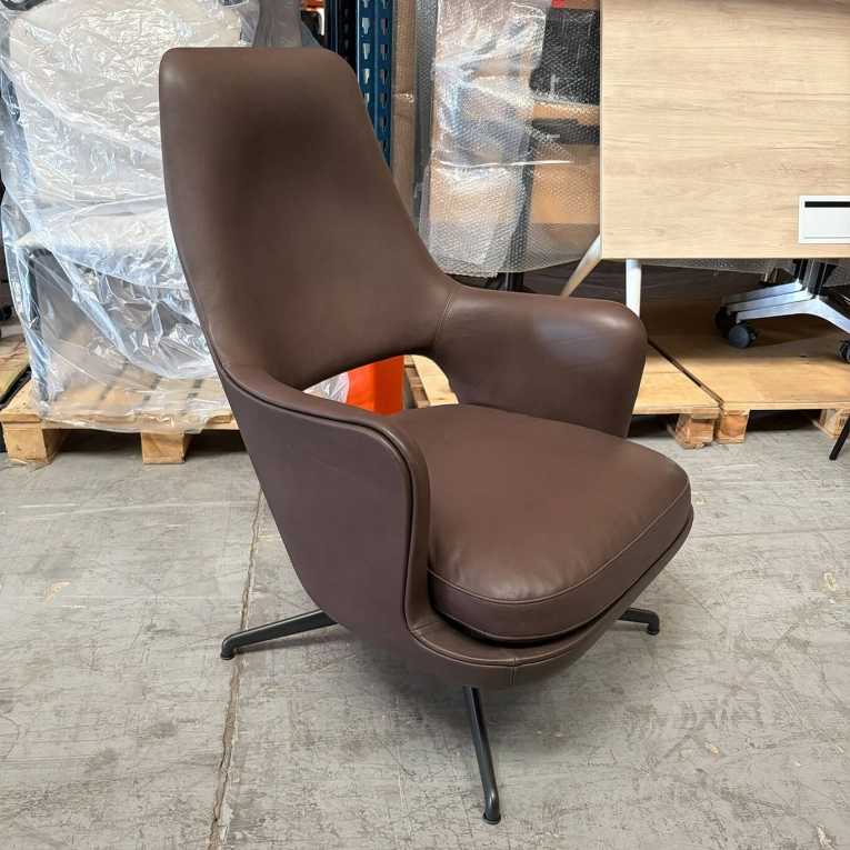 ELISEO piètement 4 branches Cuir Marron FLEXFORM