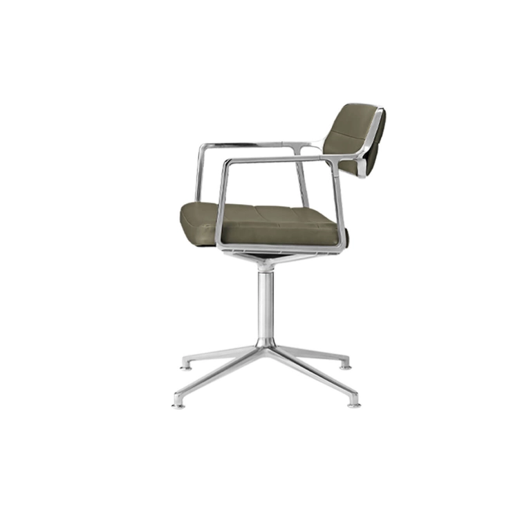 SWIVEL CHAIR 453 à patins Cuir vert Bosco / Aluminium poli VIPP