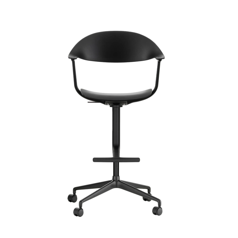 Tabouret haut MYNT HIGH 4 branches à roulettes Plastique Noir VITRA