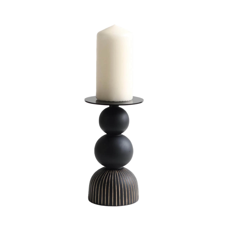 Candle Holder, Candlestick and Candle AURORA large Maple black ZANAT