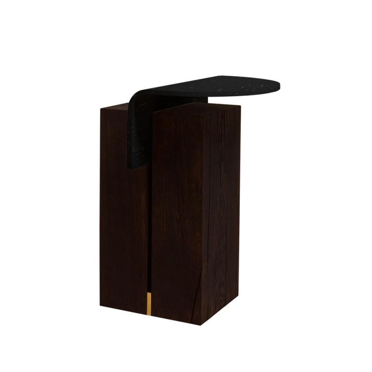 Side Table GHAN 92.8 M Stained oak/ black plastic NOMA