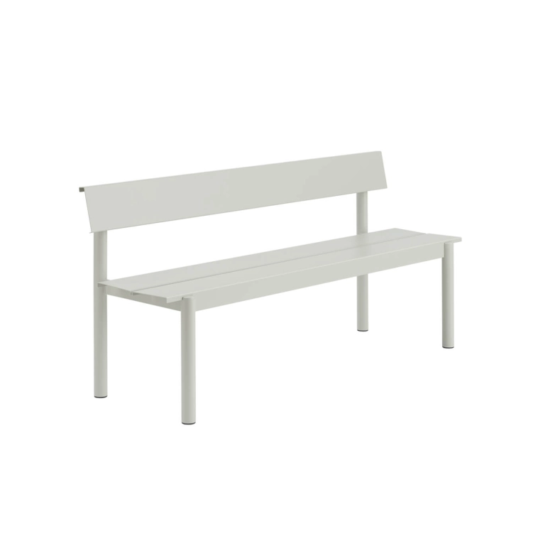 Outdoor Bench LINEAR STEEL with backrest W 170 Grey MUUTO