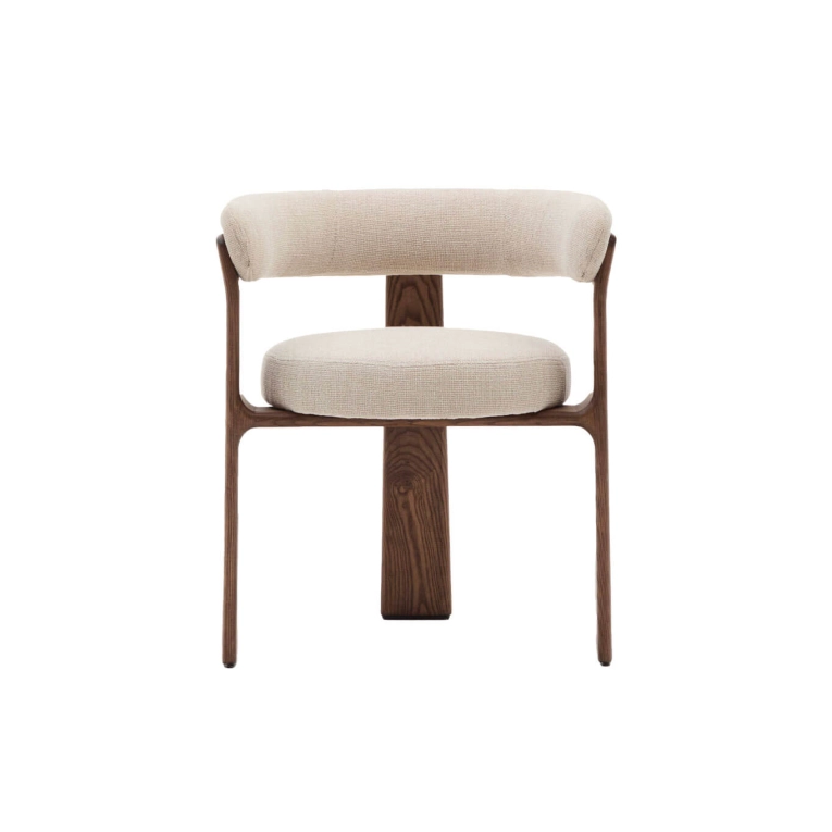 GRANITE 3 pieds Tissu Chenille beige / Frêne finition Noyer KAVE HOME