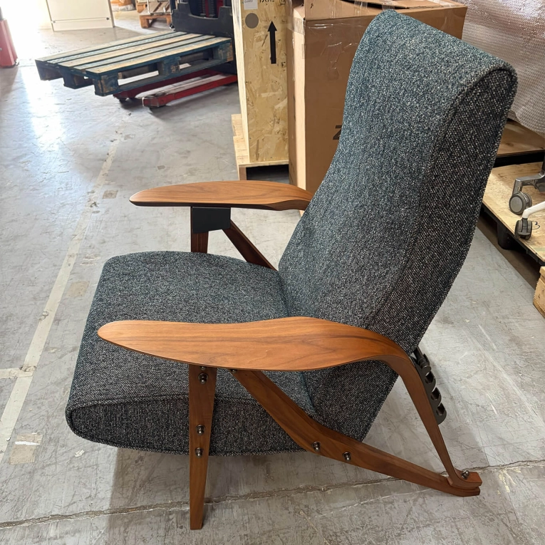 Fauteuil GILDA CM Gris bleuté / Noyer Canaletto ZANOTTA
