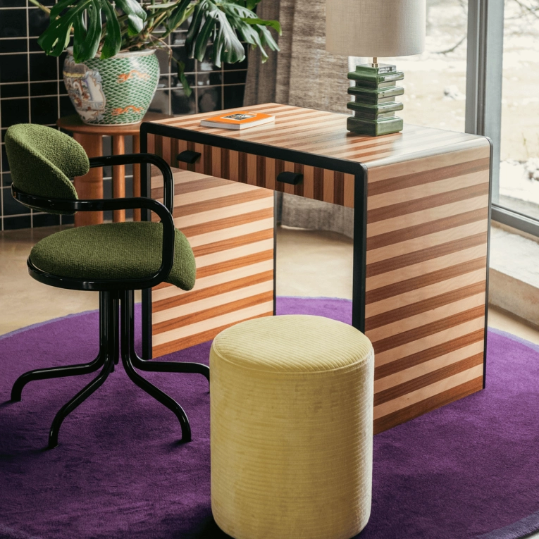 Bureau PAOLO rayé acajou / hêtre THE SOCIALITE FAMILY