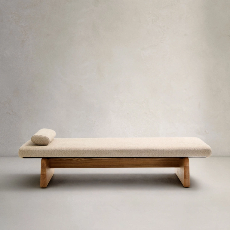 TOPAZ Frêne finition naturelle / Tissu chenille beige KAVE HOME