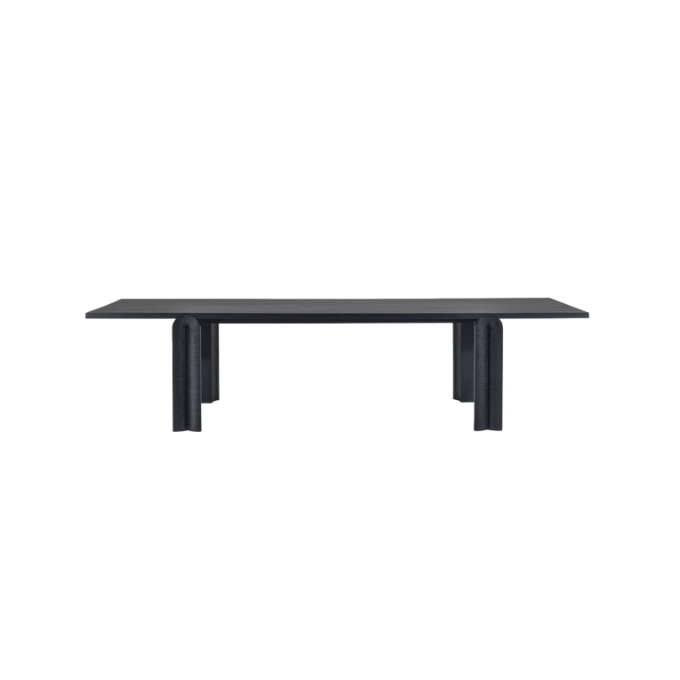 Dining Table NAVE Black Maple carved grooves ZANAT