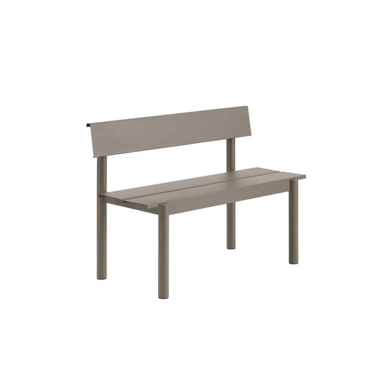 Outdoor Bench LINEAR STEEL with backrest W 110 Taupe MUUTO