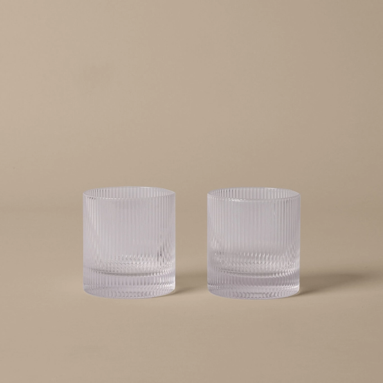Glassware Set of 2 RIPPLE Tumbler glasses Transparent FERM LIVING