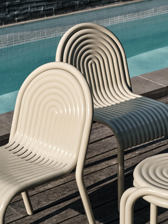 Outdoor Chair and Small Lounge Chair 01 Groove  Side Putty TOM DIXON