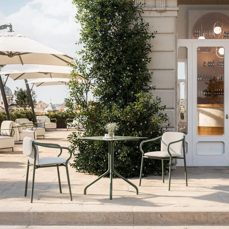 Outdoor Chair and Small Lounge Chair SALO with back and seat cushions Sand/ Nuvola UNOPIÙ