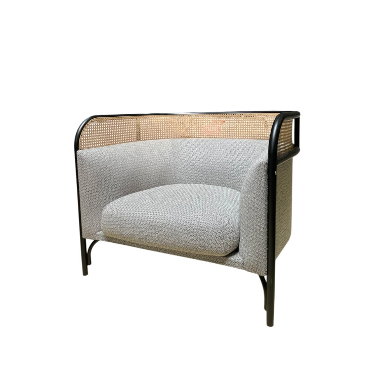 Fauteuil TARGA LOUNGE Tissu Classe Gris / Cannage GEBRÜDER THONET VIENNA