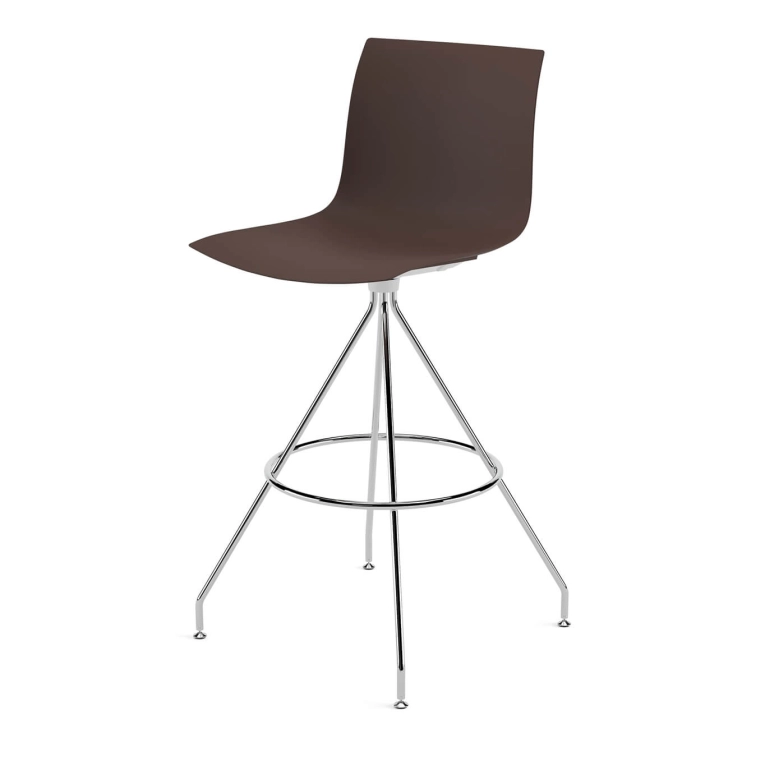 Tabouret haut CATIFA RE 46 pied central H 75 Espresso ARPER