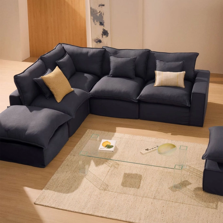 ANARELA modulable 5 places Lin Gris Foncé KAVE HOME