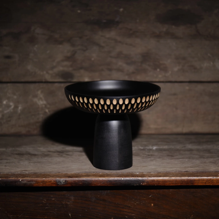 Centre de table & corbeille NERA bowl larges gouttes de pluie noir et blanc Érable noir ZANAT