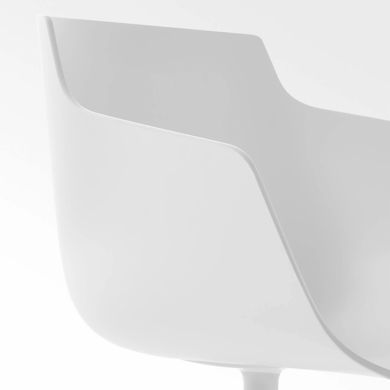 Chaise FLOW avec accoudoirs Pied Central Blanc MDF