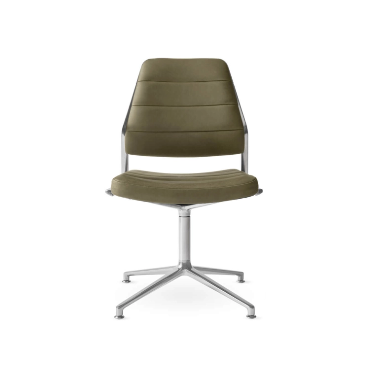 SWIVEL CHAIR 454 à patins cuir Bosco / Aluminium poli VIPP