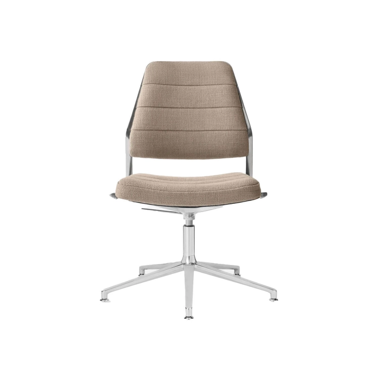 SWIVEL CHAIR 454+ à patins tissu Tide / Aluminium poli VIPP