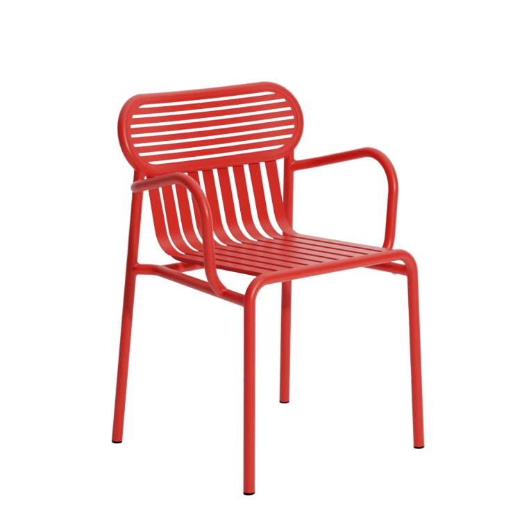 Outdoor Chair and Small Lounge Chair WEEK-END with armrests Red PETITE FRITURE
