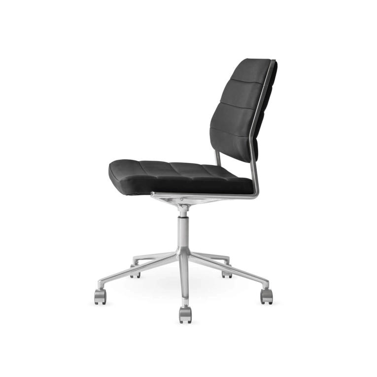 SWIVEL CHAIR 454+ à roulettes cuir Noir / Aluminium poli VIPP