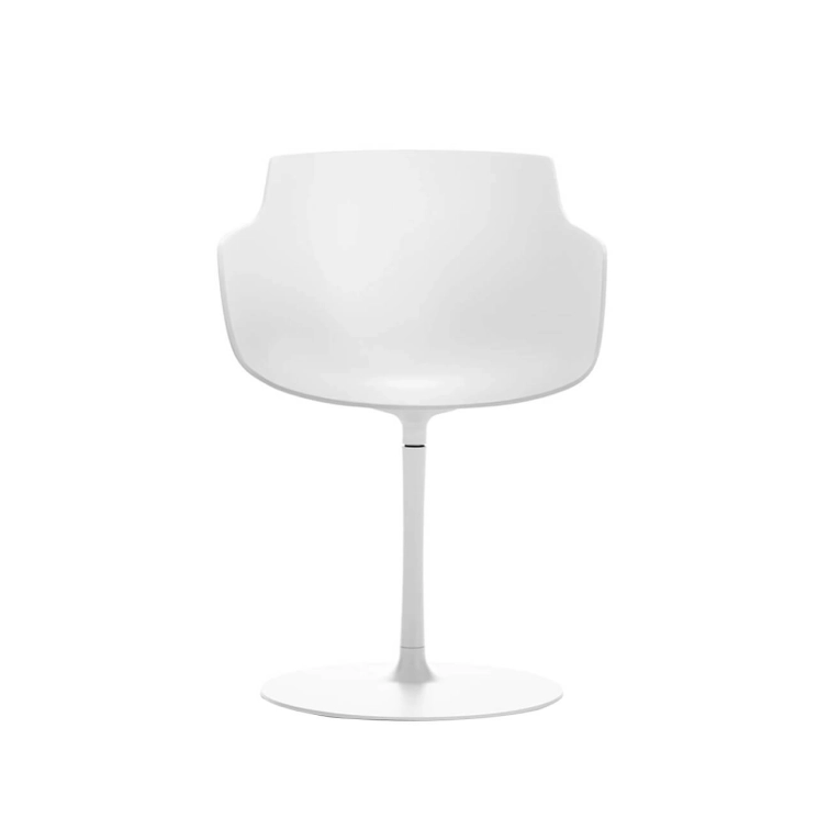 Chaise FLOW avec accoudoirs Pied Central Blanc MDF