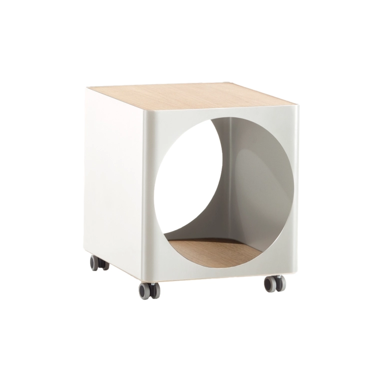 Side Table RING with casters White B-LINE