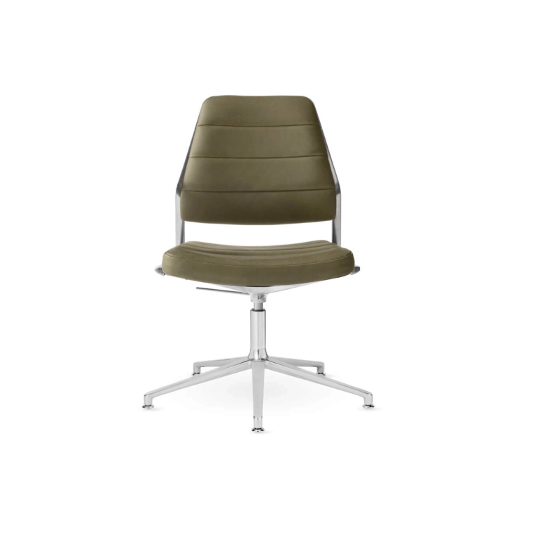 SWIVEL CHAIR 454+ à patins cuir Bosco / Aluminium poli VIPP