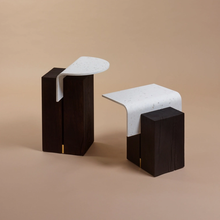 Side Table GHAN 92.8 M Stained oak/ white plastic NOMA