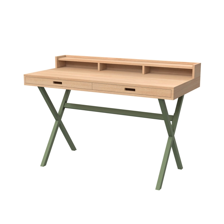 Desk HYPPOLITE Natural Oak/ Sage Green HARTO