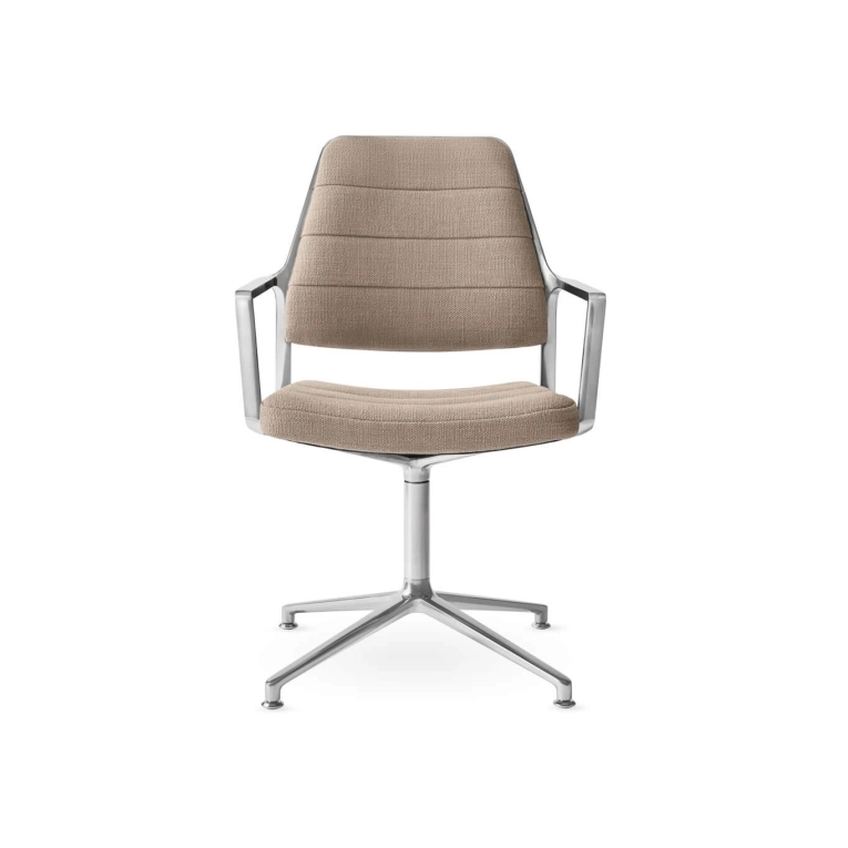SWIVEL CHAIR 455 à  patins tissu Tide / Aluminium poli VIPP