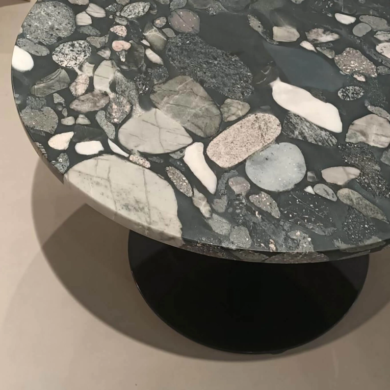 FLASH Ronde Ø 60 Plateau Stone / Acier Noir TOM DIXON